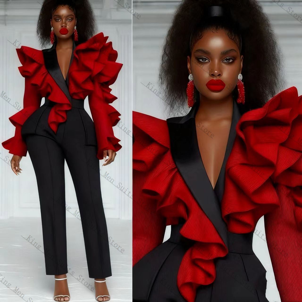 Women'S Formal Wear Wedding Guest - Ensemble de costume pour femmes, rouge