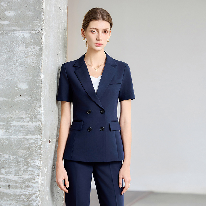 Women Formal Wear For Interview - Costume d'été fin à manches courtes