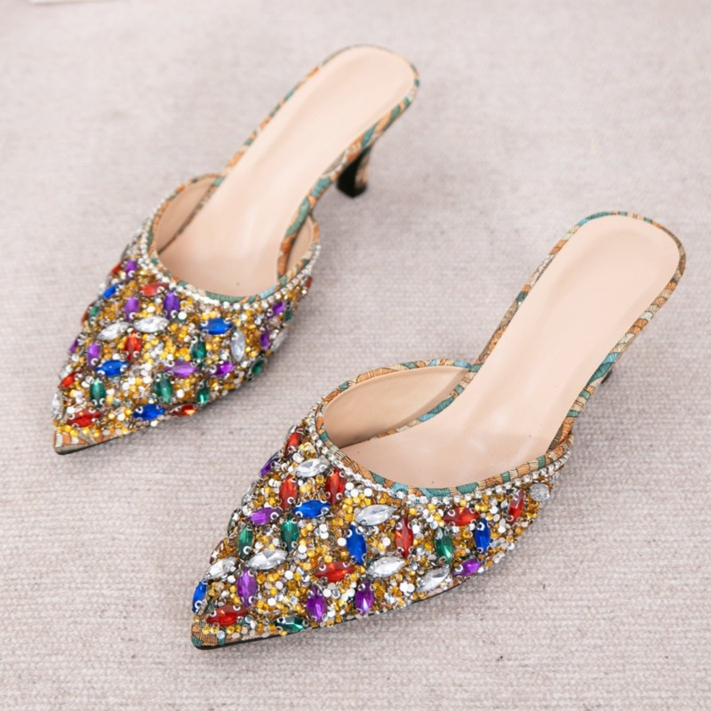 Kitten Heel Women - Pantoufles de luxe à talons chaton