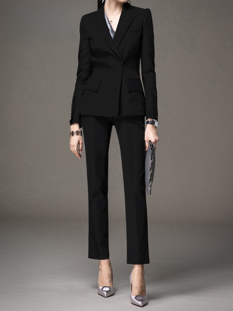Women Formal Wear For Interview - Ensemble de costume noir professionnel pour