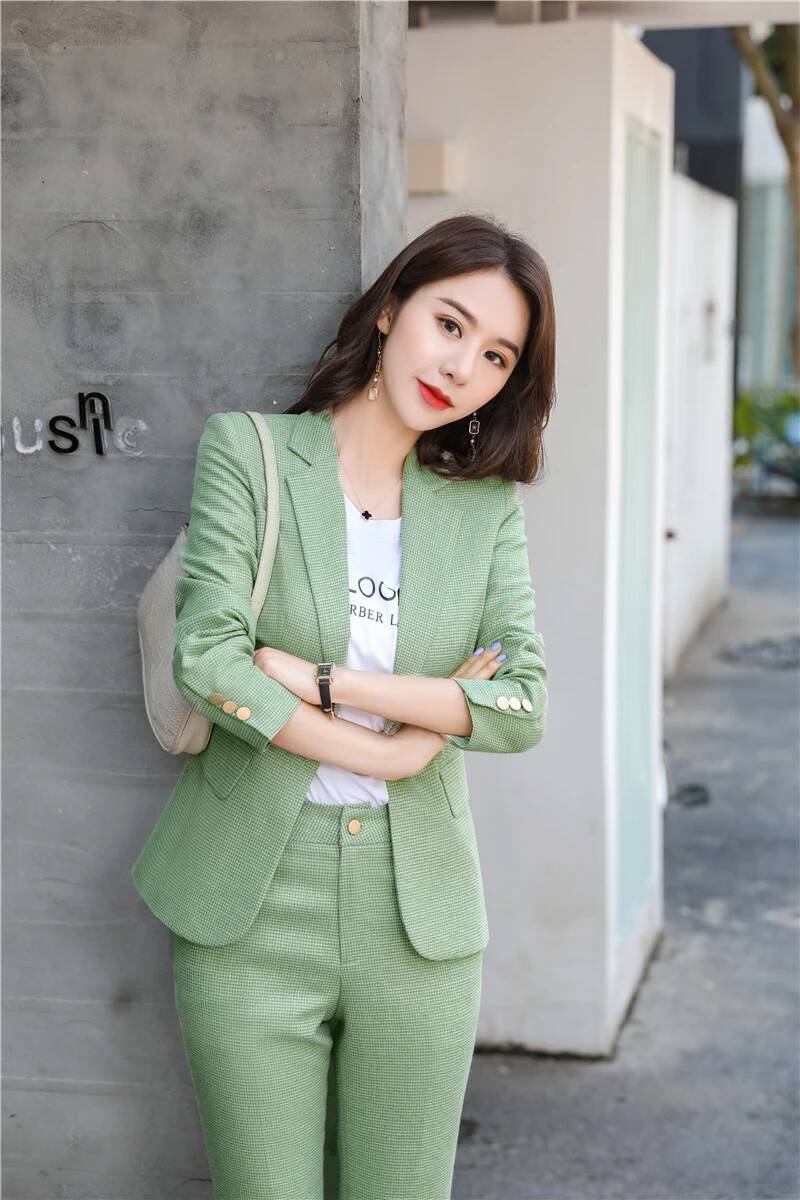 Women Formal Wear For Interview - Nouveauté vert uniforme conceptions pantalons pour