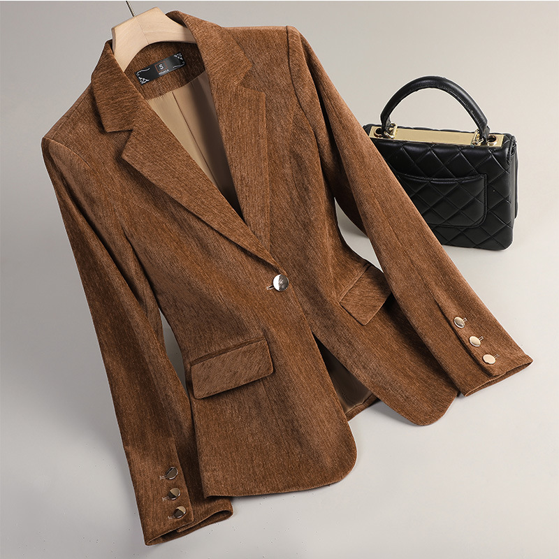 Yellow Formal Wear Women - Blazer en velours jaune or pour