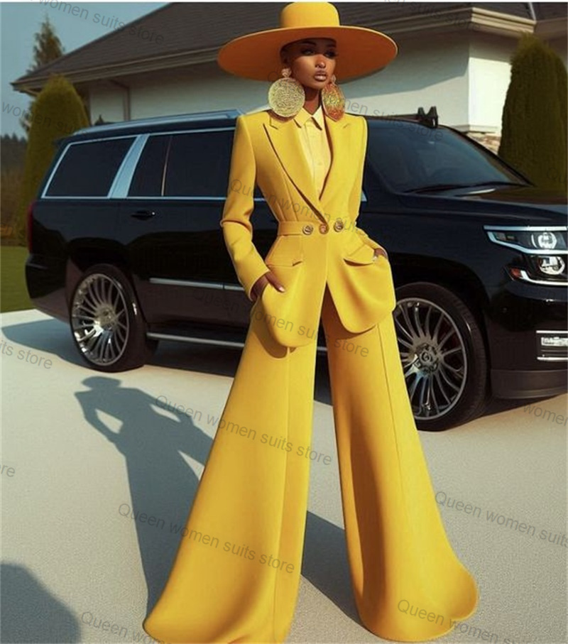 Yellow Formal Wear Women - Blazer et pantalon à jambes larges
