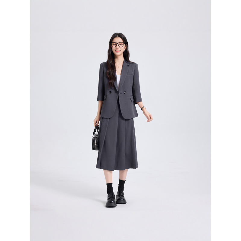 Women Formal Wear For Interview - Ensemble tailleur bleu marine pour femme,