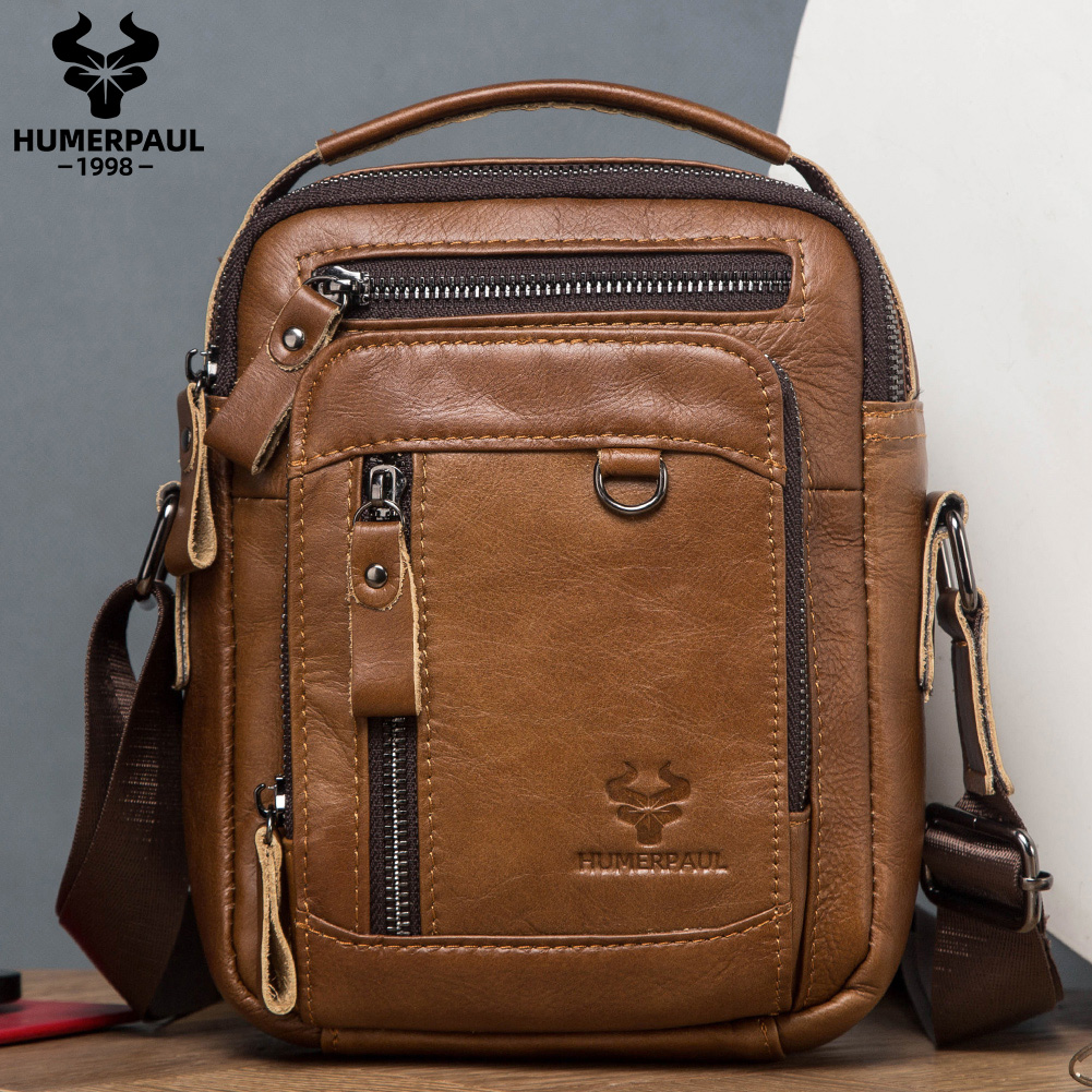 Structured Handbag Work - HUMERPAUL-Sac messager en cuir véritable pour