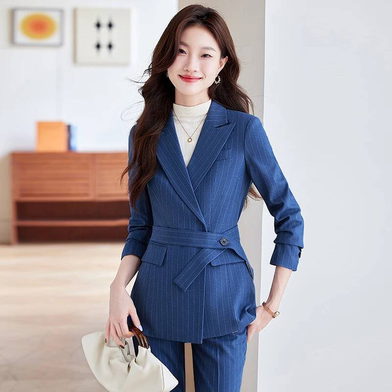 Women Formal Wear For Interview - Tissé de haute qualité élégant rayé