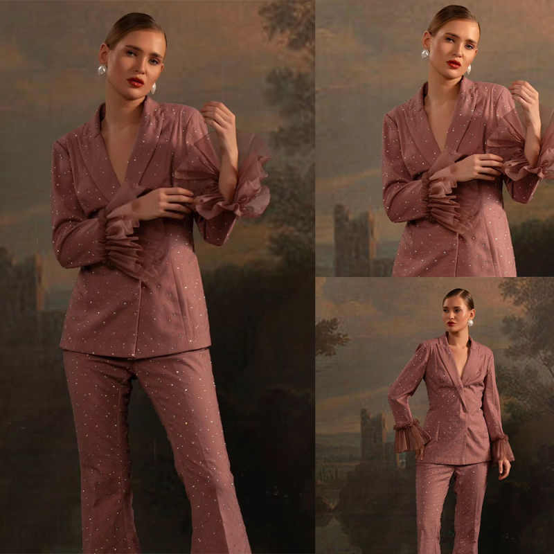 Women'S Formal Jackets To Wear With Dresses - Ensemble Blazer en perles pour femmes,