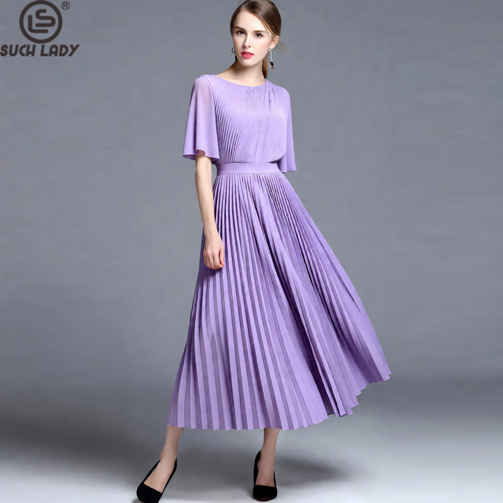 Women'S Formal Wear Wedding Guest - Robe midi plissée à manches cape