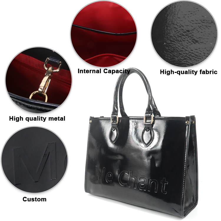 Sac fourre-tout noir brillant  - Structured Handbag Work avis et prix