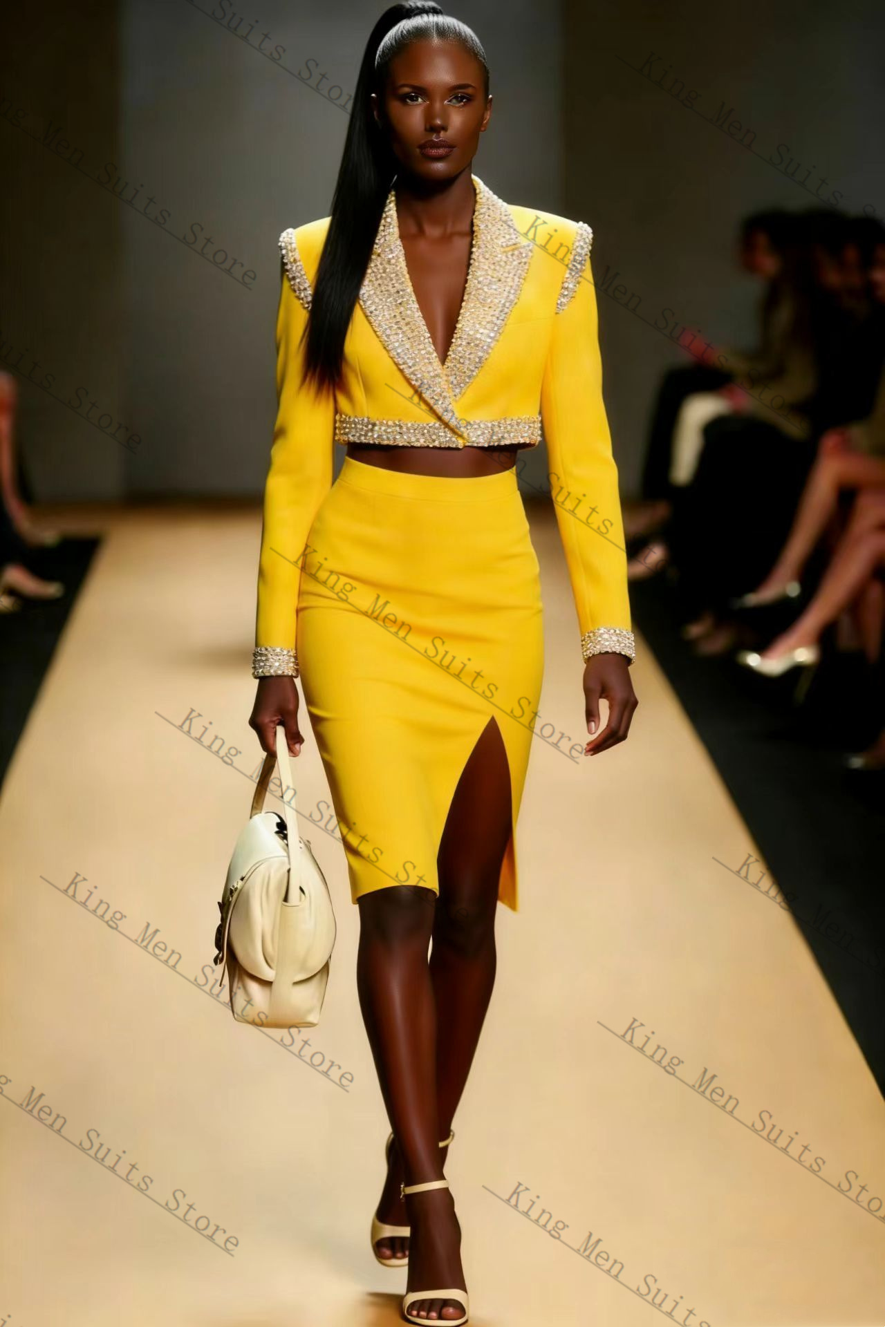 Ensemble jupe et blazer jaune  - Yellow Formal Wear Women avis et prix