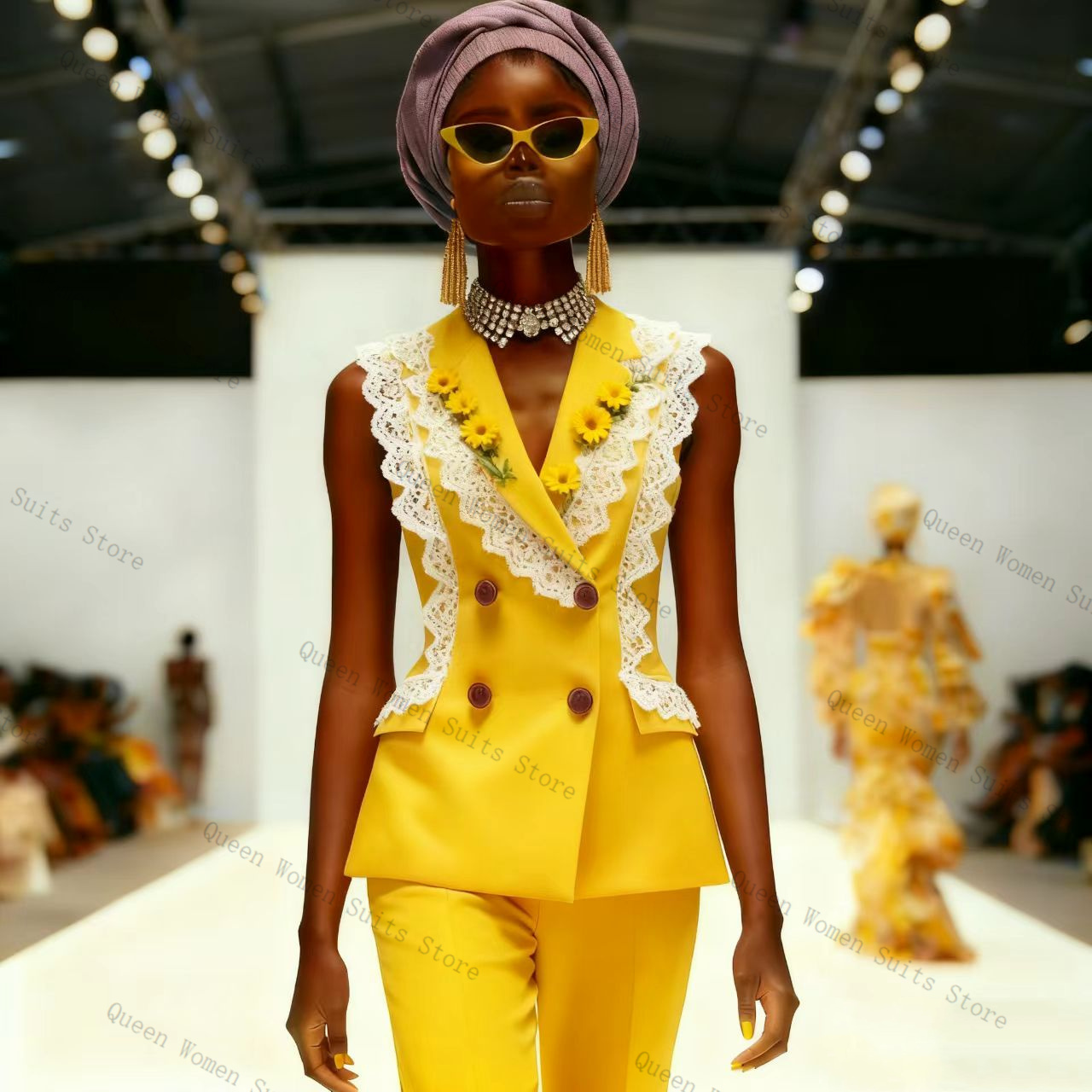 Ensemble pantalon et veste en  - Yellow Formal Wear Women avis et prix
