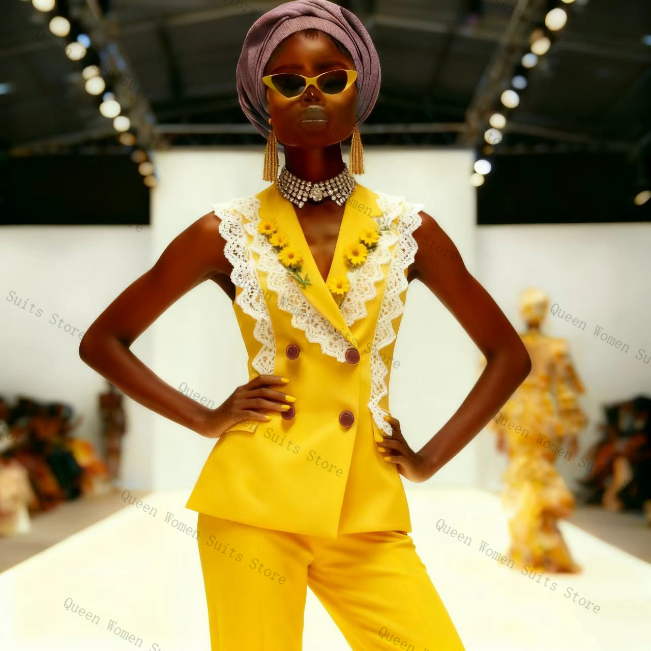 Ensemble pantalon et veste en  - Yellow Formal Wear Women avis et prix