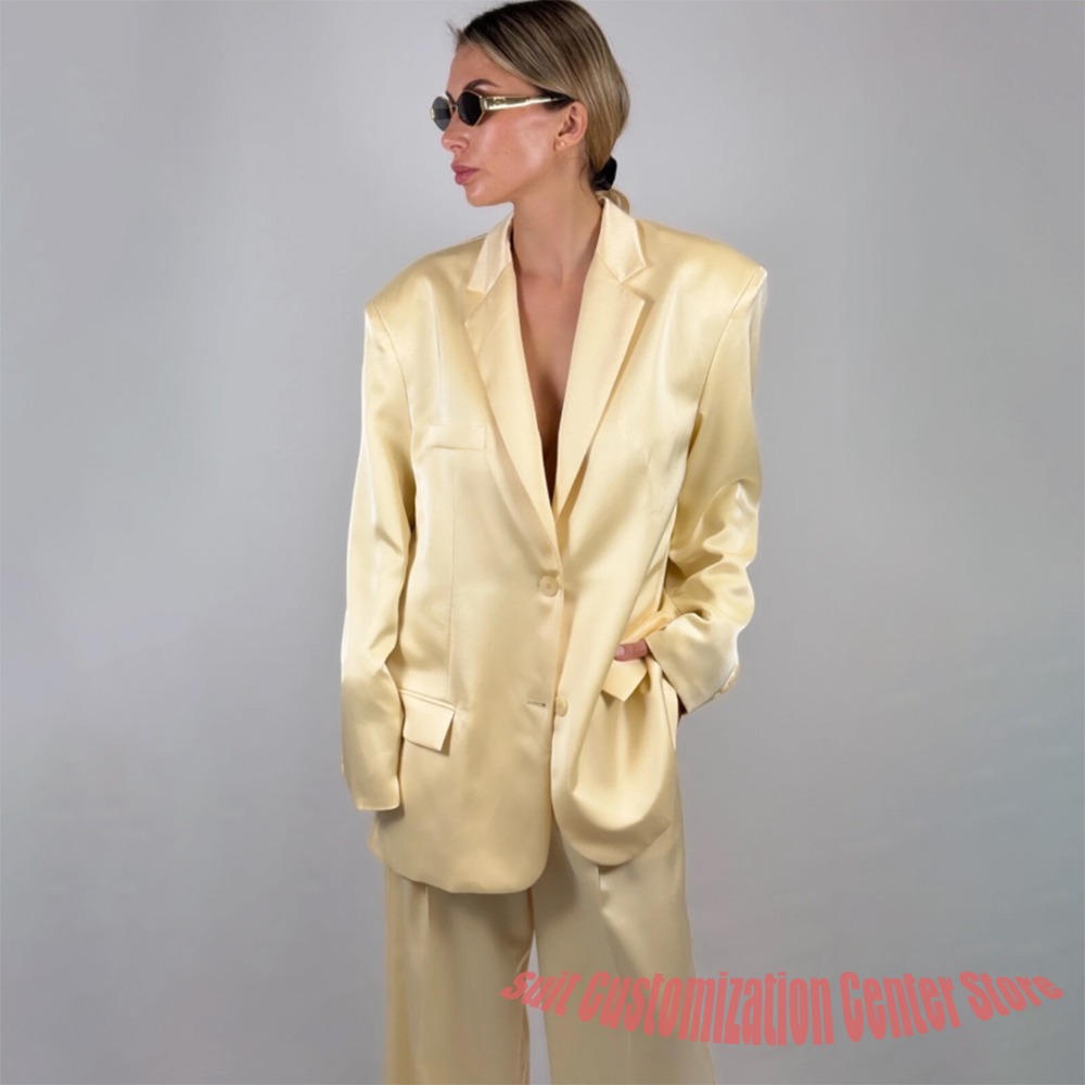 Ensemble de pantalon en satin  - Yellow Formal Wear Women avis et prix